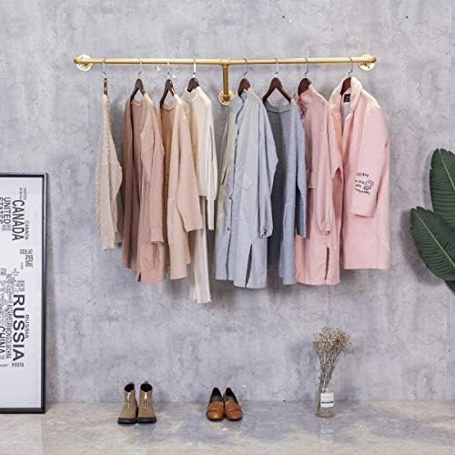 industrial pipe wall mounted clothes hanging shelves system,metal, side view