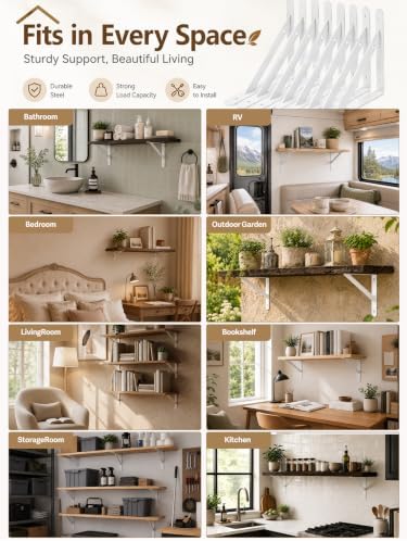 shelf brackets heavy duty, 4 pack white 16inch shown in use