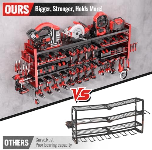 49.8" power tool organizer wall mount,holds 18 cordless showing dimensions