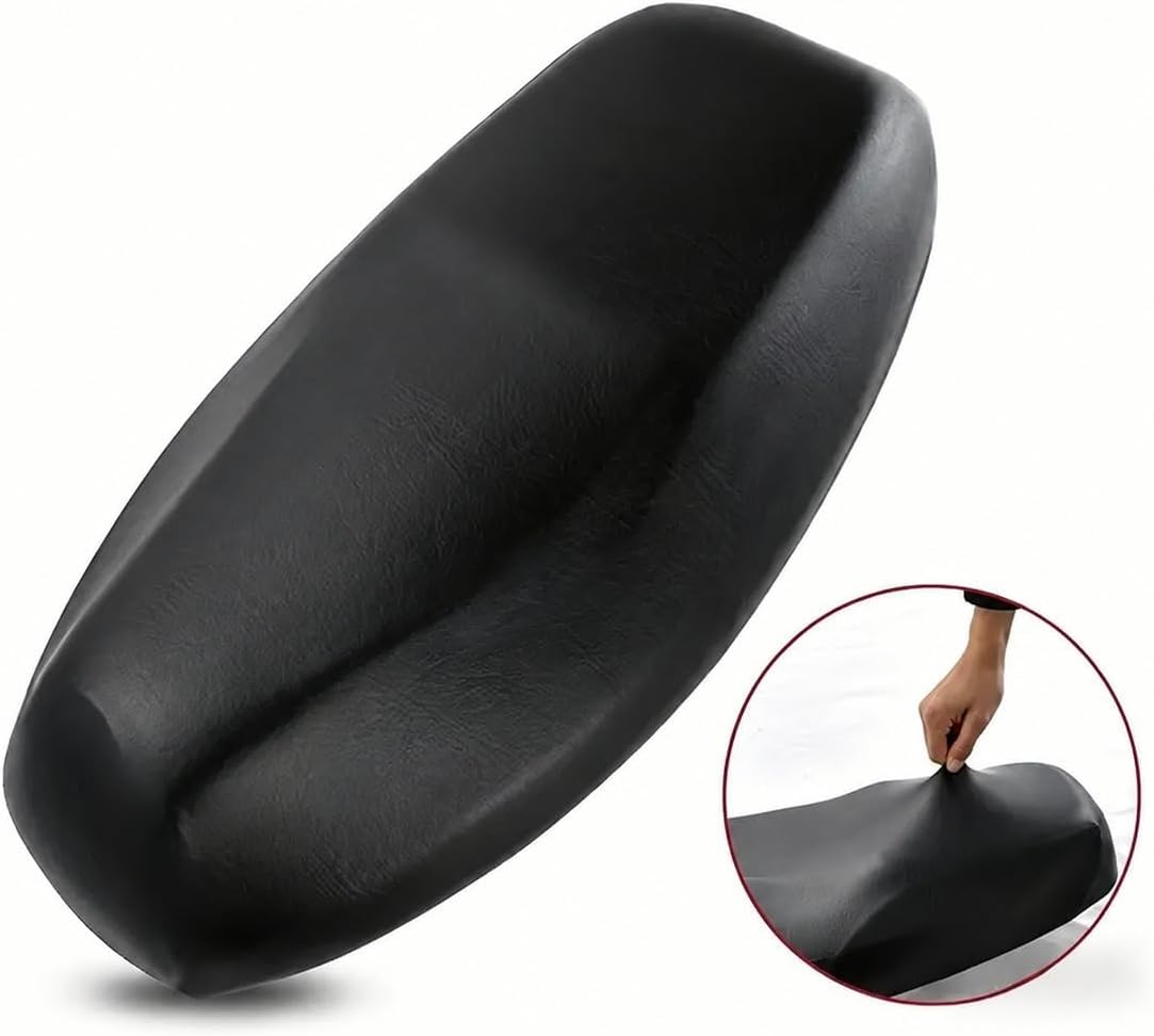 Motorcycle & Ebike Seat Cover Cushion, Stretchable PU Leather Seat Protector, Dustproof Sunproof Bike Seat Cover for Electric Bike, Scooter and Motorcycle