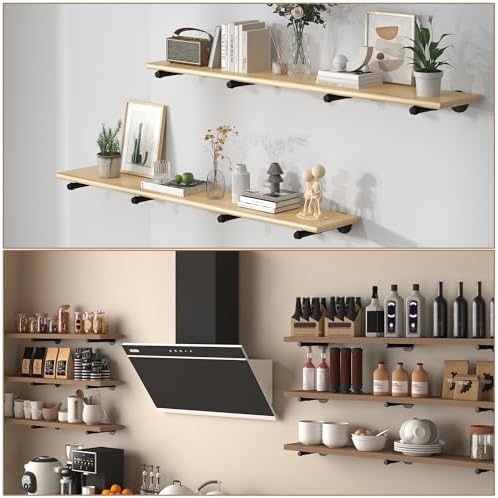 metal pipe shelf brackets for 12 inches board, front angle view