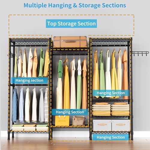 golpart heavy duty clothes rack metal wardrobe with, side view