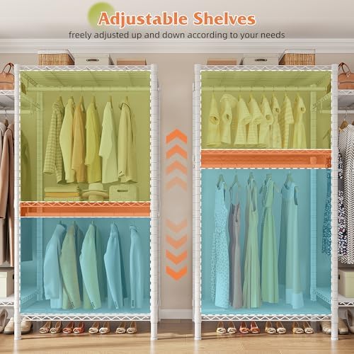 raybee clothes rack, l shaped portable closets for, side view