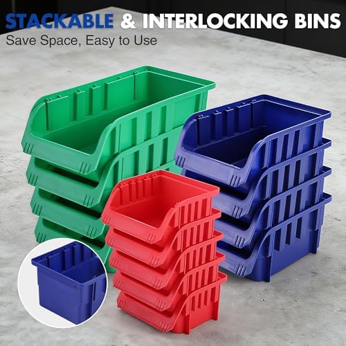 workpro 44pcs wall mounted storage bins for garage, front angle view