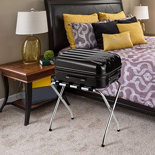 tangkula chrome luggage rack for guest room, no, close-up detail