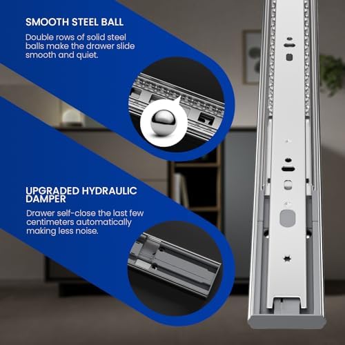 lontan soft close drawer slides 22 inch 4, side view