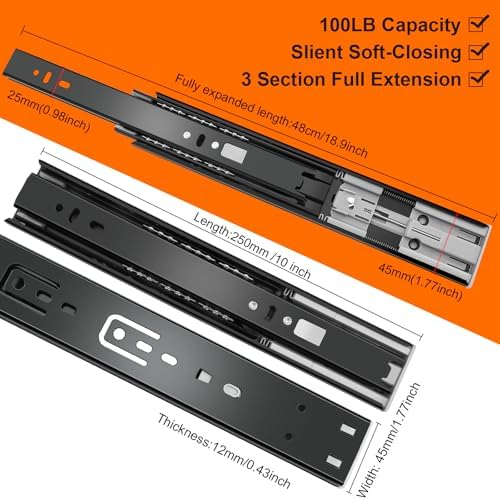 10 inch drawer slides 6 pairs (12pcs) soft shown in use