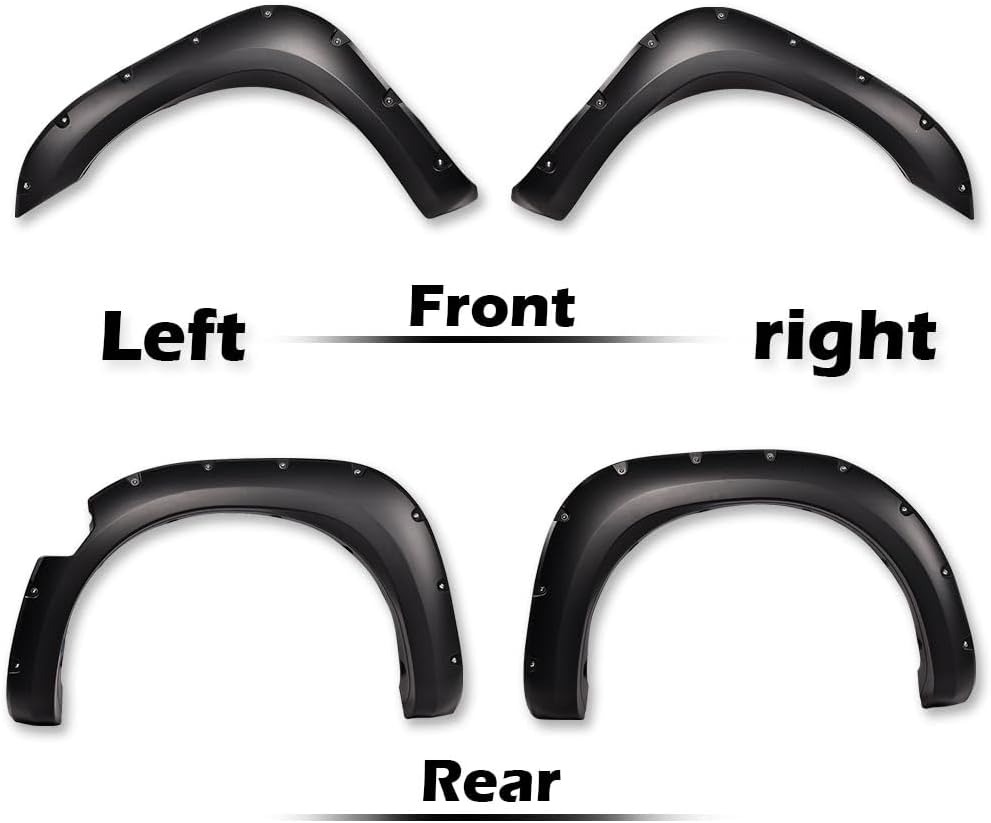 Fender Flares Compatible with Nissan Titan 2004-2015 Front and Rear Side Pocket Style Smooth Black 4Pcs