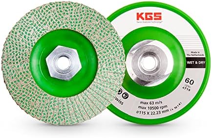 kgs hybrid diamond flap disc 4.5 inch 5/8 shown in use