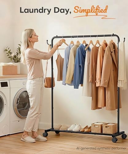 homde portable clothes rack for bedroom: 4 lockable, front angle view