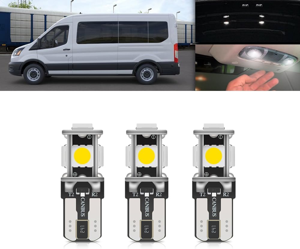7PCS LED Interior Dome Cargo Light Replacement Kit Led for 2015-2024 F-ord Transit Cargo Van 150 250 350 350HD Map Dome Rear Load Area Luggage Compartment Lights T10 42mm Festoon Bulb Kit Set
