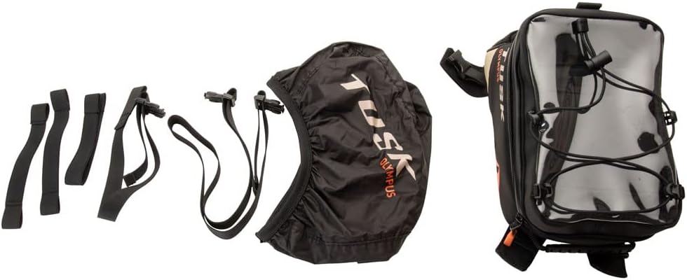 Tusk Olympus Large Tank Bag Black/Tan Durable Off-Road Motorcycle Storage Bag with Multiple Compartments and Secure Mounting