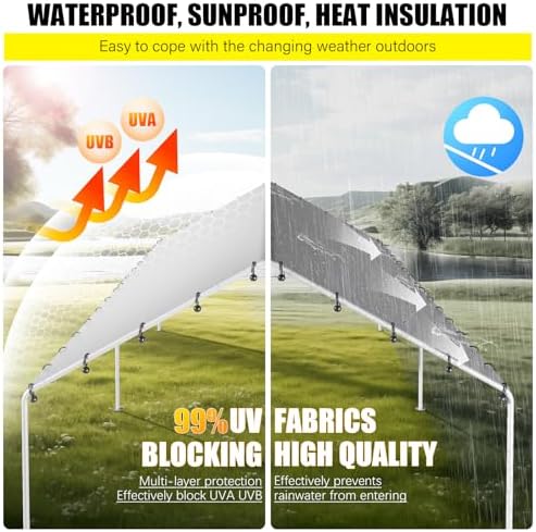 dwale 10 x 20 ft carport,replacement canopy cover, side view