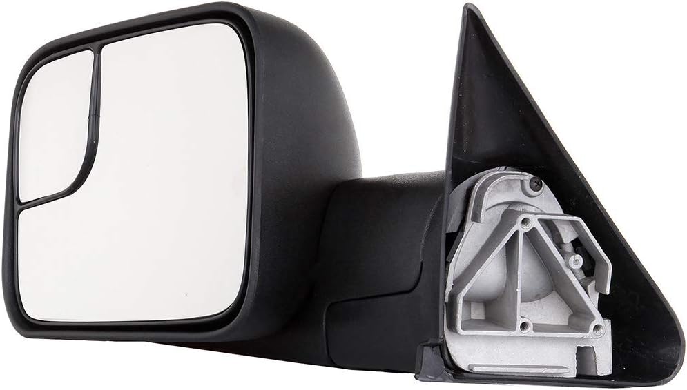 Towing Mirror Fit for 1994-2001 For Dodge For Ram/For Ram 1500 2500 3500 with Manual Adjusted No Heated No Turn Signal Light Black Tow Mirror Left Side