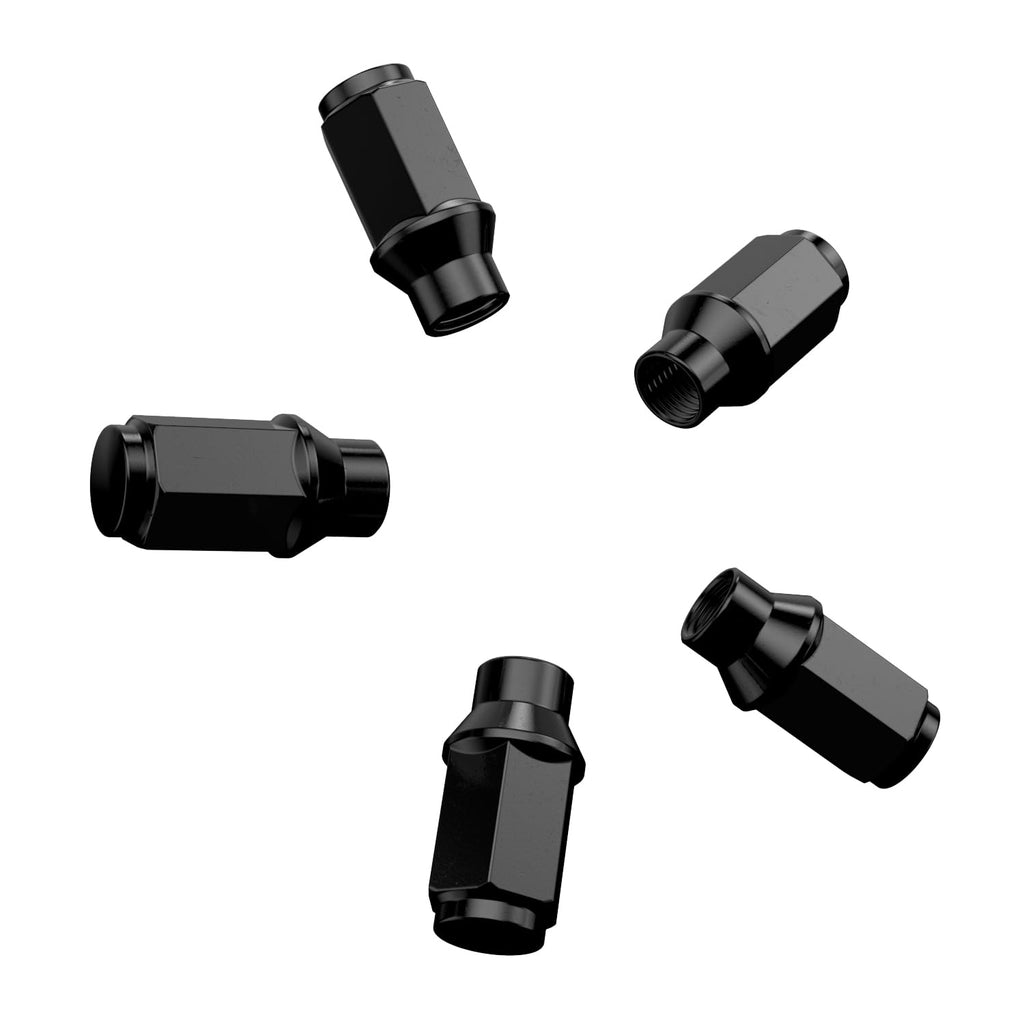 20pcs Black Bulge Lug Nuts - 1/2x20 Threads - 1.75 inch Length - ET Style (Extended Threads) - Cone Conical Taper Seat Shank - Closed End - Compatible with 5Lug Vehicles Wheels