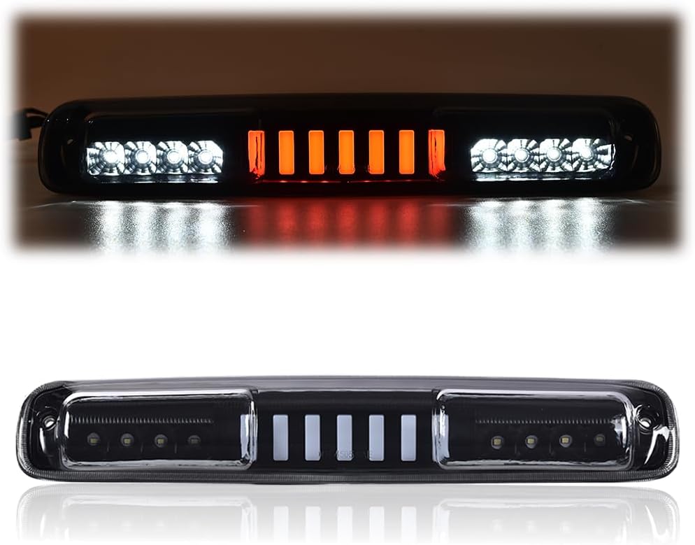 LQI LED 3rd Rear Type I Brake Light Cargo Lamp Compatible with Chevy Silverado/GMC Sierra 1500 2500 3500 & HD 1999-2007, Smoky Lens Black Housing