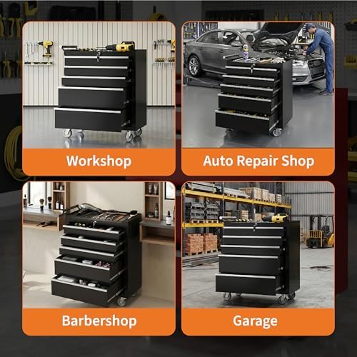 garvee rolling tool chest, 5 drawers tool storage, package contents