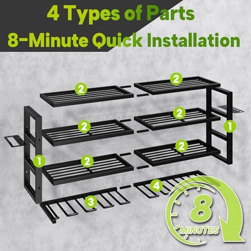 large power tool organizer wall mount,4 layers 8, front angle view