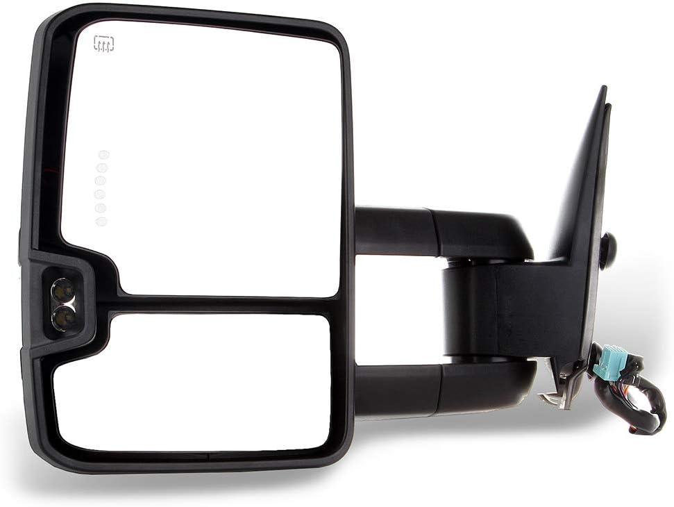 A Pair Heated Towing Mirrors Fits 2003-2006 for Chevy for GMC Sierra Pickup Yukon XL Yukon Denali Cadillac Escalade All Model, Power Adjusted View Mirror with LED Turn Signal Light