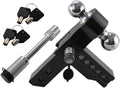 Adjustable Trailer Towing Hitch Mount Silver Black 2 Inch Receiver 6 Inch Drop 12500 Pounds Dual Ball(Black)