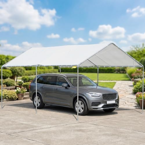 outsunny 9.6'x19.5' carport outdoor heavy duty galvanized car, view 9