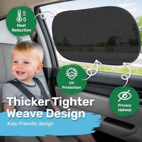 GENANY 2pcs Black Window Sun Shade for Sedan SUV Truck (21x14 Inches), Sun Shades for Side Window, Accessories for Kids, Baby Window Shades, Summer Car Decor