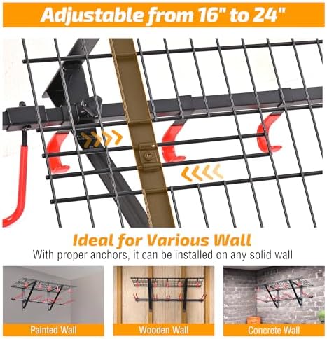 plkow wall-mounted ski and snowboard storage rack, 2-pack showing dimensions