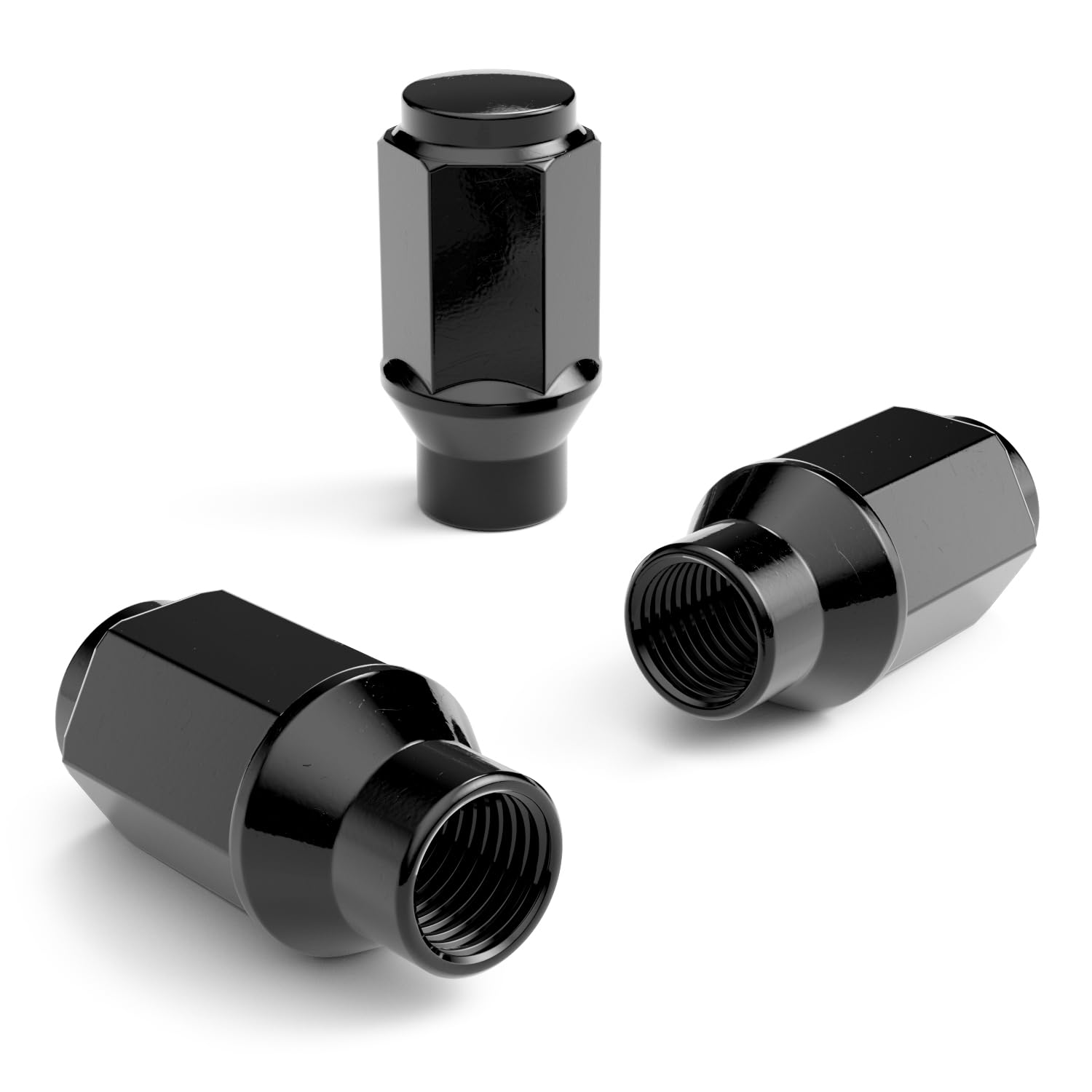20pcs Black Bulge Lug Nuts - 1/2x20 Threads - 1.75 inch Length - ET Style (Extended Threads) - Cone Conical Taper Seat Shank - Closed End - Compatible with 5Lug Vehicles Wheels