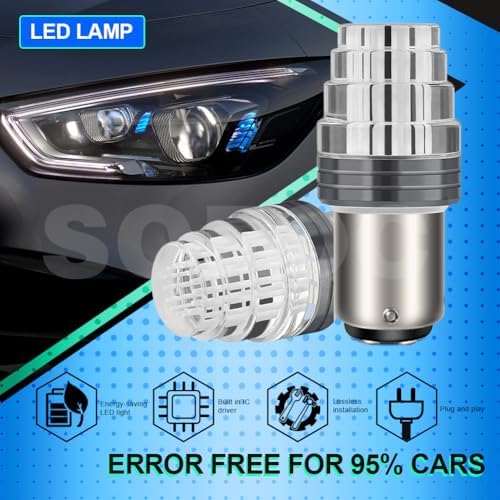 SOFOC 1157 BAY15D LED Bulb, 12V DC 300LM Super Bright Blue, 2835 9-SMD with Flash for Dome, Door, Footwell, Glove Box & Trunk Lights on Motorcycle, Scooter, ATV, UTV, RV (2-Pack)