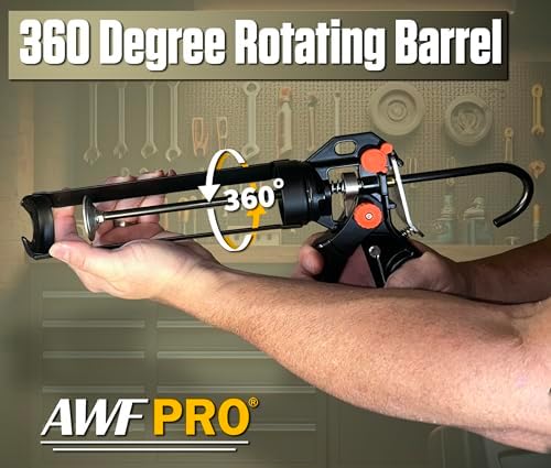 awf pro 10 oz dual thrust caulk gun shown in use