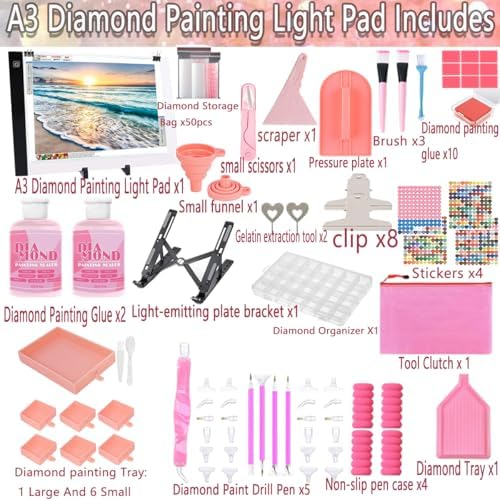 xeuzk all-inclusive diamond art accessories kit with a3, close-up detail