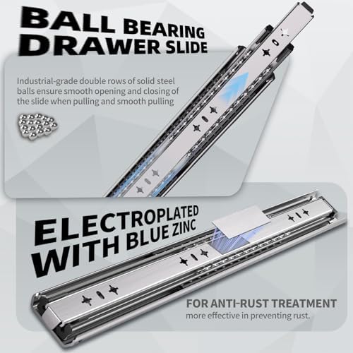 1 pair 260 lbs heavy duty drawer slides showing dimensions