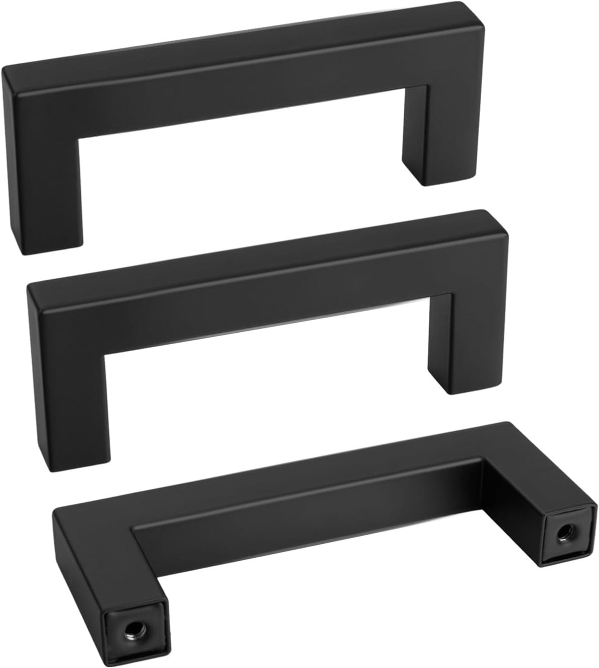 goldenwarm 3 Inch 60 Pack Matte Black Flat Square Bar Kitchen Hardware Closet