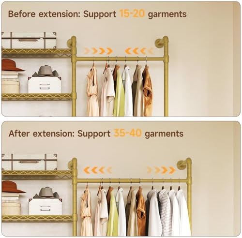 onbrill l2 wall mounted closet system, industrial pipe on a desk or shelf