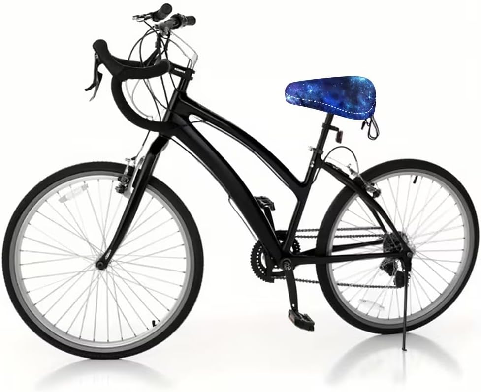 Starry Sky Printed Bicycle Seat Cover, Adjustable Anti Slip Saddle Cover with Reinforced Stitching for Park Stroll and Rural Trail Cycling