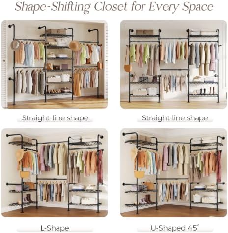 closet organizers and storage, 3-row heavy duty garment showing dimensions