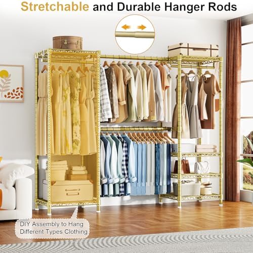 ulif e7 garment rack, heavy duty clothes storage, close-up detail