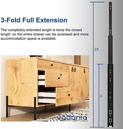 vadania #a45 16" chrome drawer slide, 3 folds shown in use