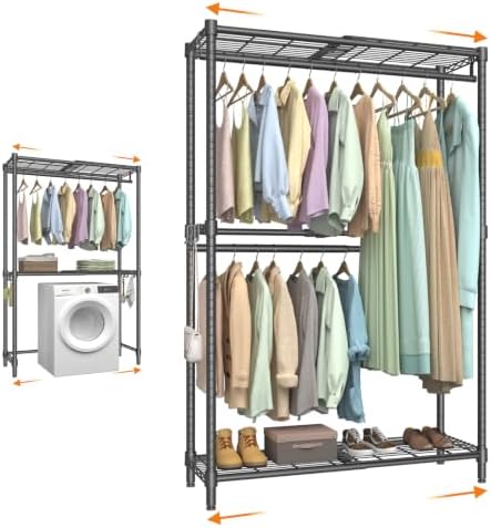 expandable closet organizer system adjustable clothes rack, main product view