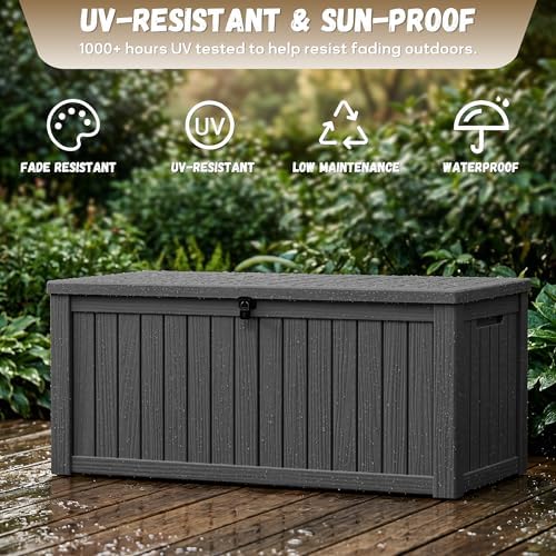 easyup 180 gallon deck box, waterproof& uv resistant, close-up detail