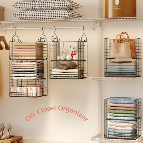 yuyetuyo 5 tier closet hanging organizer and storage showing dimensions
