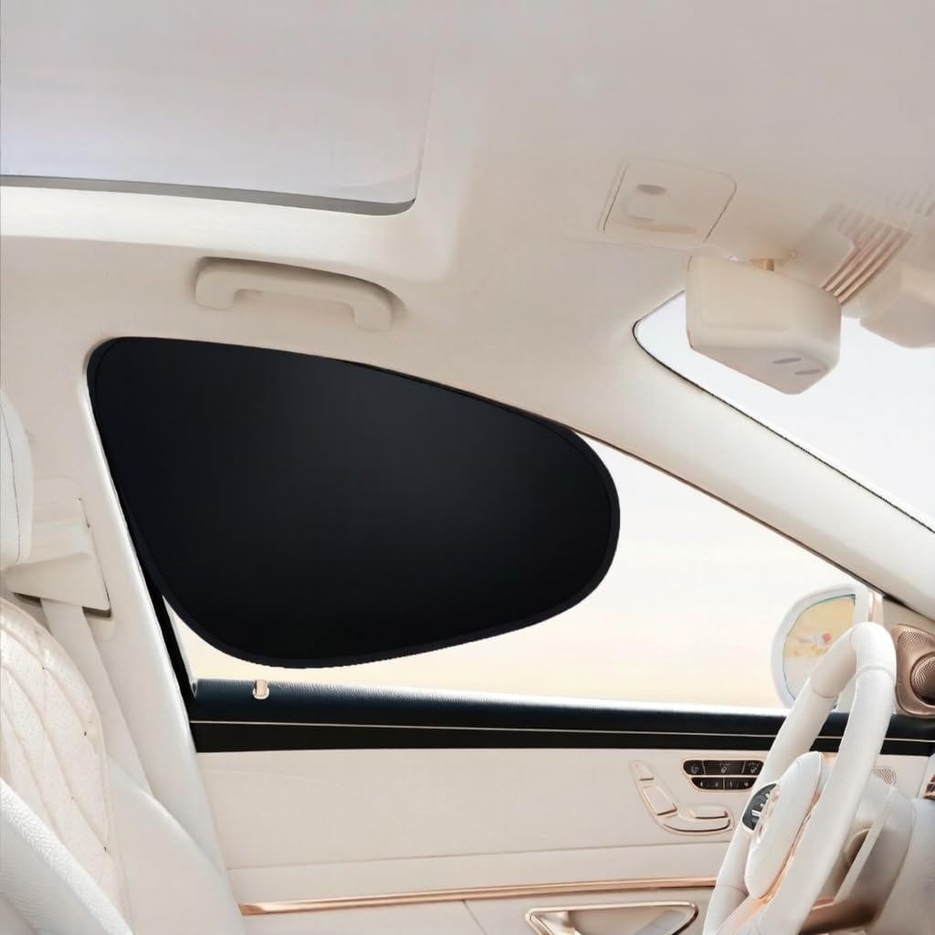 2 Pack Blackout Car Window Sun Shades, Heat Blocking Side Window Covers, Universal Fit Sun Protection Curtains for Privacy and Glare Reduction, Black