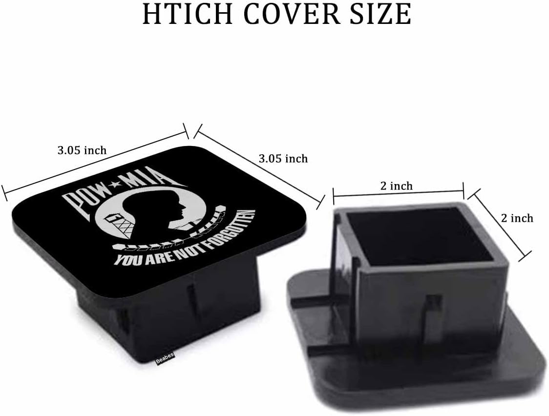 POW MIA Flag Car Rear Hitch Covers You are Not Forgotten Flag Square Trailer Hitch Cover Tube Plug Insert, 2" Towing Rear Hitch Cover for Car Truck, Easy to Install