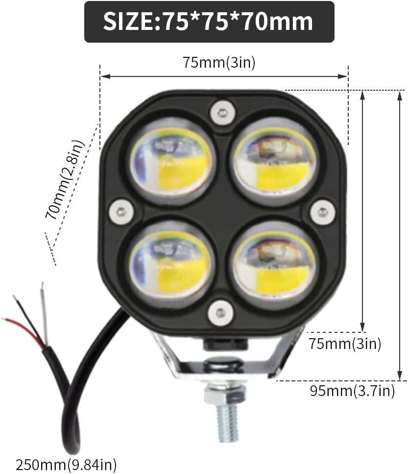 led pod lights driving fog lights amber/yellow white shown in use