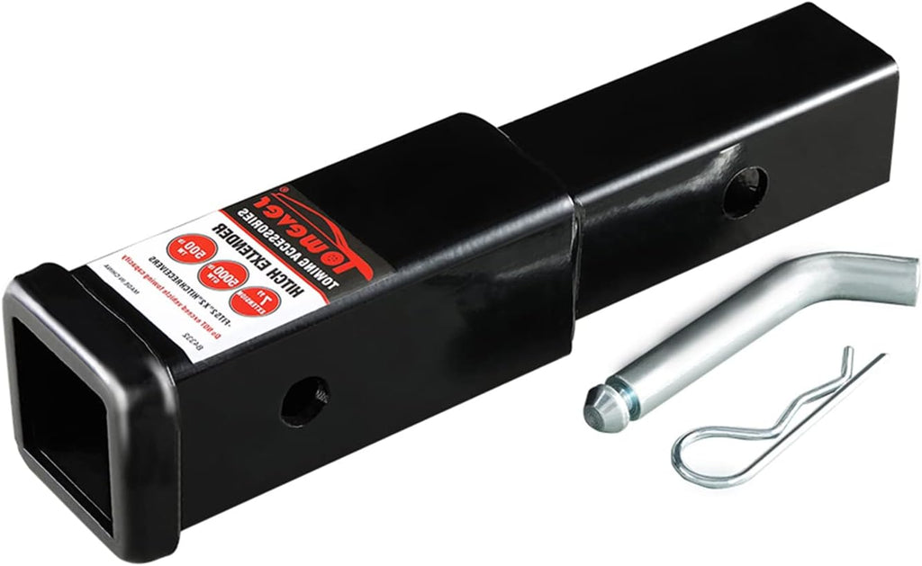 84332P Trailer Hitch Extenders 2 inch Hitch Receiver Tube, 7 inches Extension, with 5/8 inch Hitch Pin