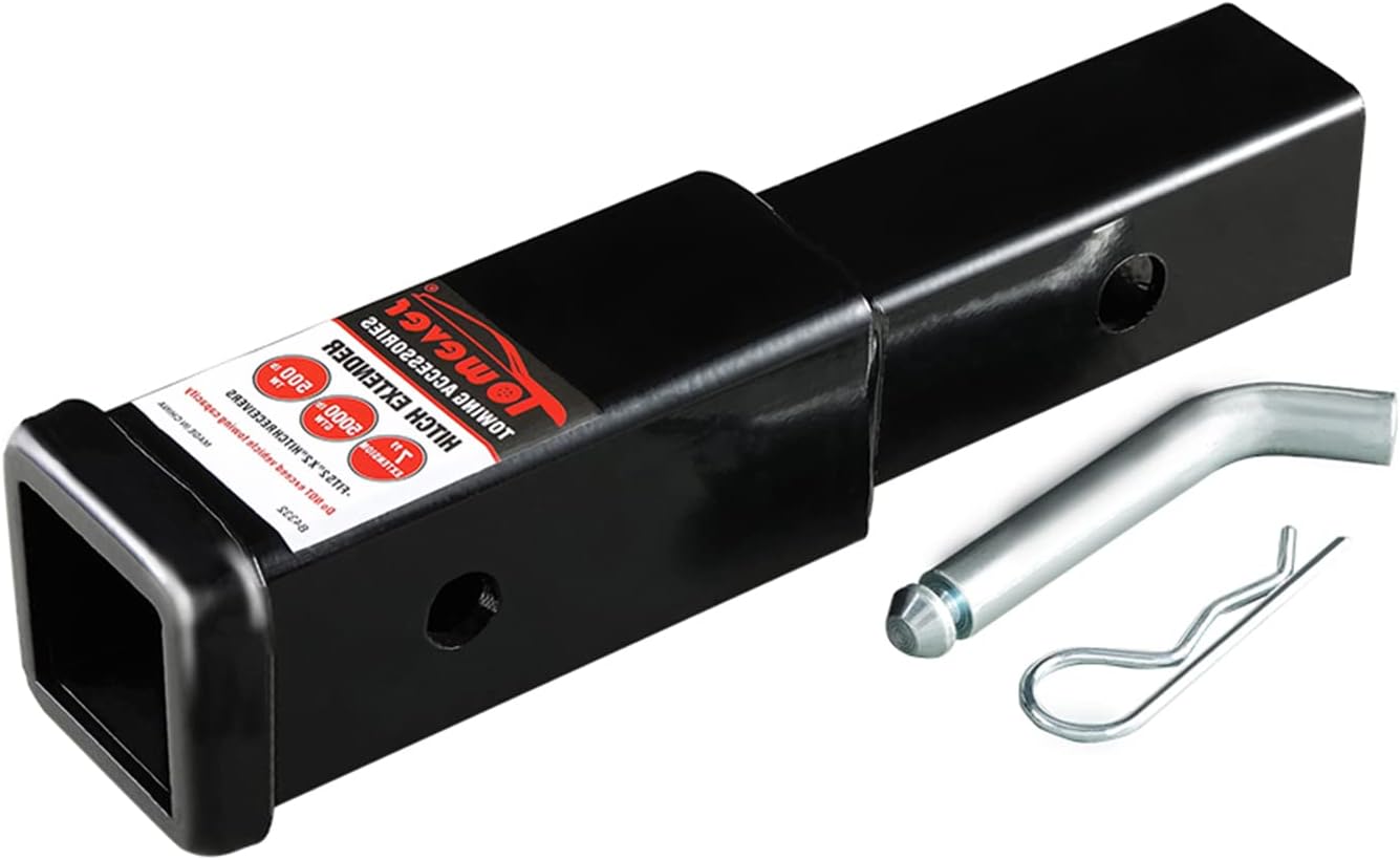 84332P Trailer Hitch Extenders 2 inch Hitch Receiver Tube, 7 inches Extension, with 5/8 inch Hitch Pin