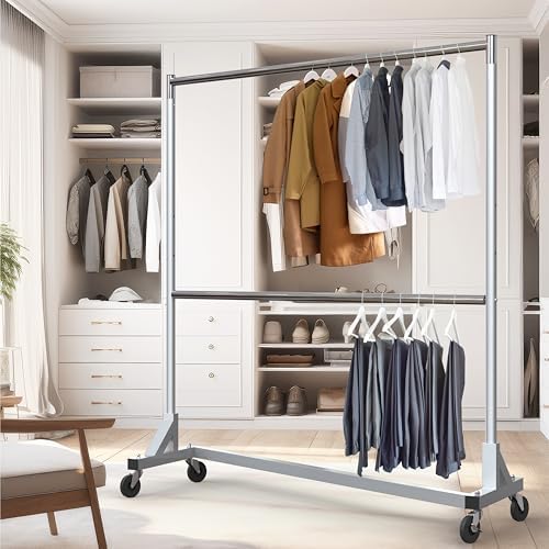 simple houseware commercial grade z-base double rod garment, close-up detail