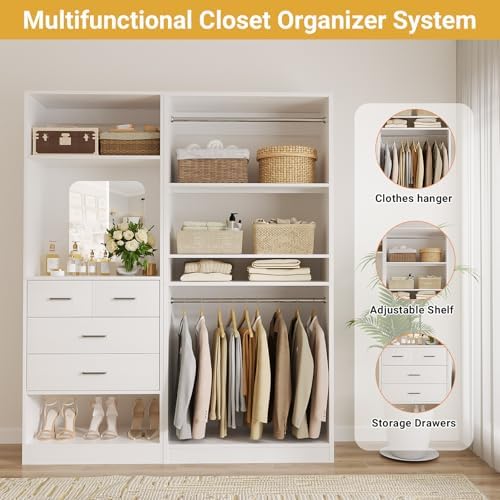 unikito 61" closet system, heavy duty wood closet shown in use