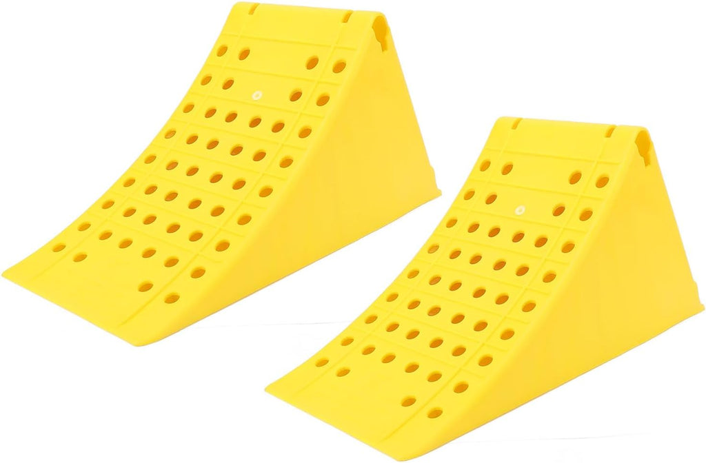 Fabater Wheel Chocks, 2Pcs Heavy Duty Stoppers, Trailer Accessories RV Leveling Blocks with Anti Slip Grid Grip for RV Trailer Truck Car