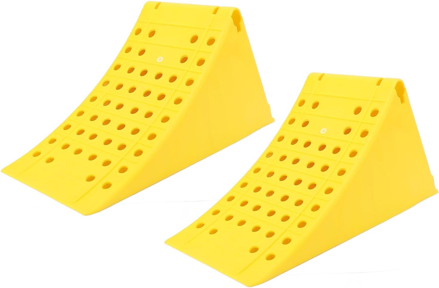 Fabater Wheel Chocks, 2Pcs Heavy Duty Stoppers, Trailer Accessories RV Leveling Blocks with Anti Slip Grid Grip for RV Trailer Truck Car